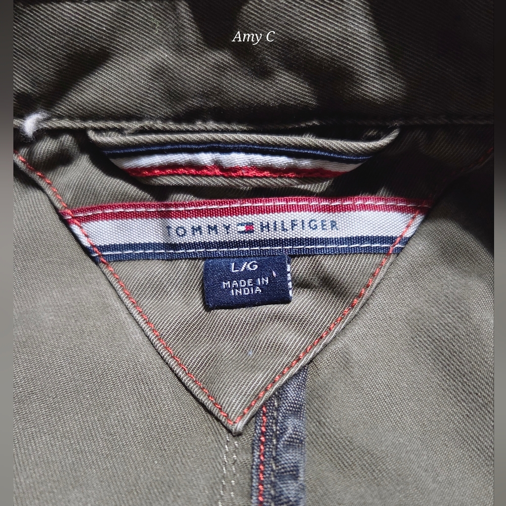 Tommy Hilfiger Army Green Utility Jacket for Women Size Large, Adjustable Waist - Picture 4 of 10